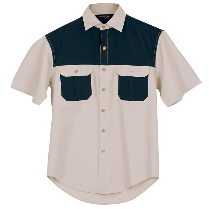 Two Tone Bush Shirt - Stone/Navy