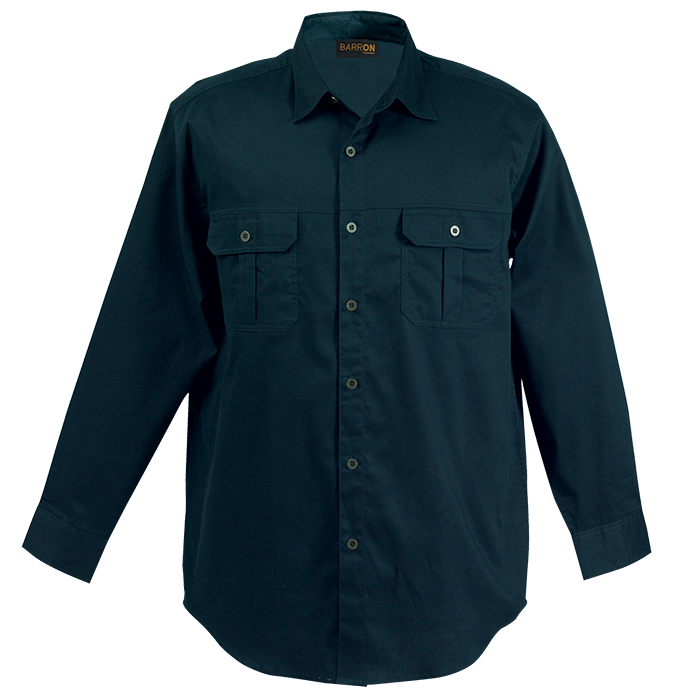 Bush Shirt Long Sleeve Mens - Navy