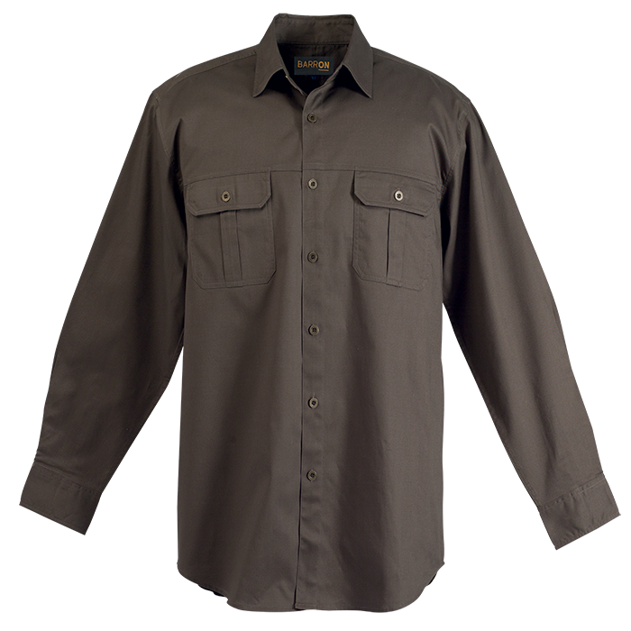 Bush Shirt Long Sleeve Mens - Safari