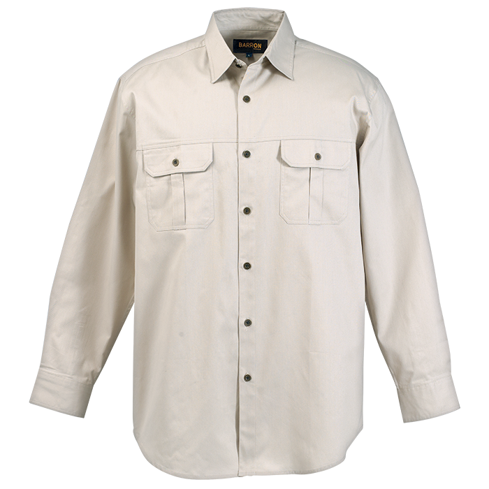 Bush Shirt Long Sleeve Mens - Stone