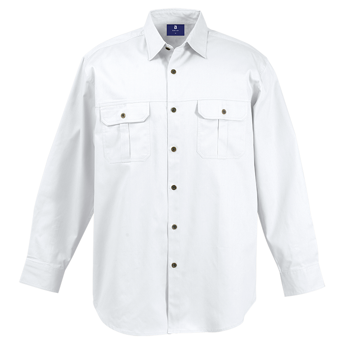 Bush Shirt Long Sleeve Mens - White