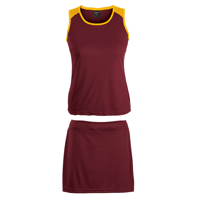 BRT Econo Single Set Top & Skirt - Maroon/Gold