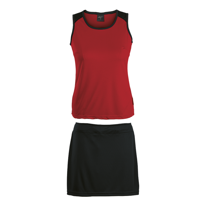 BRT Econo Single Set Top & Skirt - Red/Black
