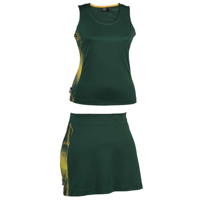 BRT Triflex Single Set Top and Skirt - Bottle/Gold