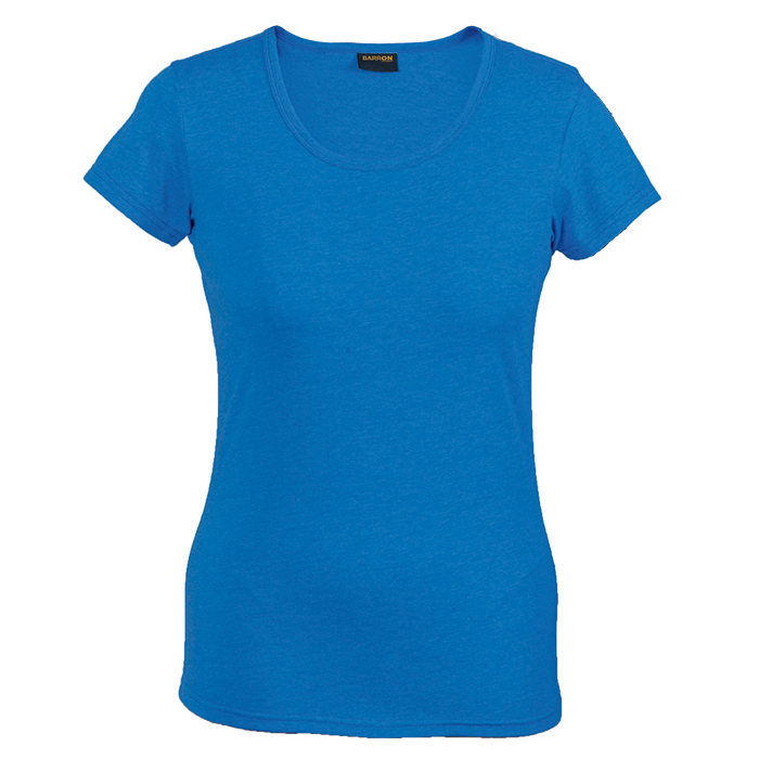 Melange Crew Neck T-Shirt Ladies - Blue Melange