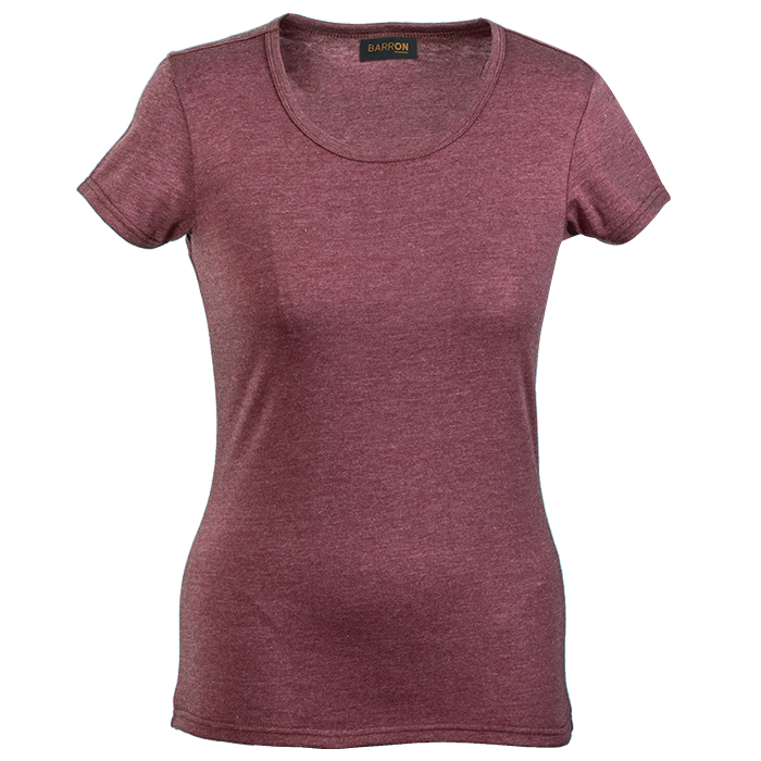 Melange Crew Neck T-Shirt Ladies - Maroon Melange