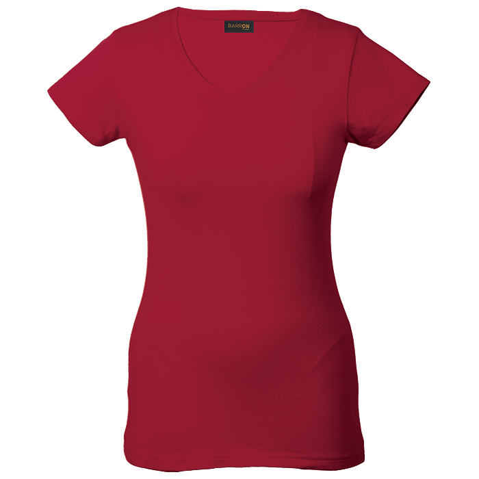 170g Slim Fit V-Neck T-Shirt Ladies - Red
