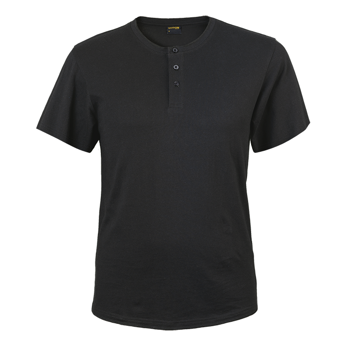 Henley Short Sleeve T-Shirt Mens - Black
