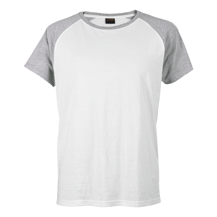 Raglan Baseball T-Shirt Mens - White/Grey Melange