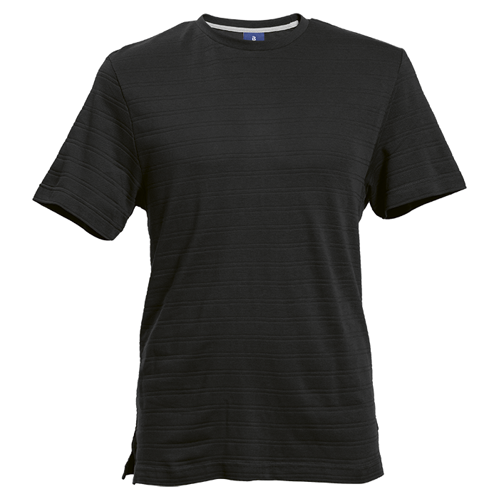 170g Pique Knit Jacquard Stripe T-Shirt - Black