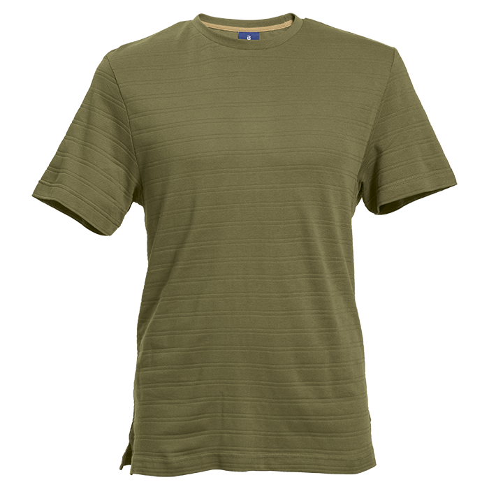 170g Pique Knit Jacquard Stripe T-Shirt - Fatigue