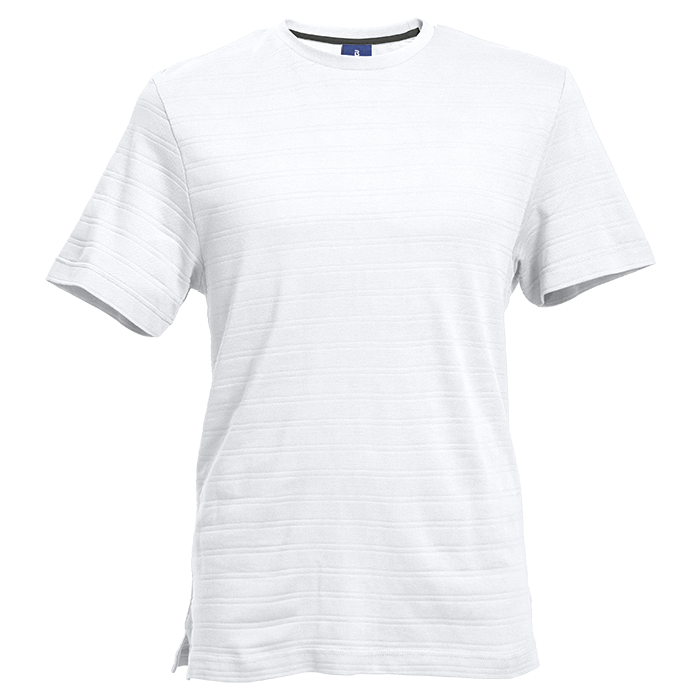 170g Pique Knit Jacquard Stripe T-Shirt - White