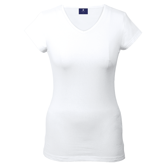 170g Essential V-Neck Slim Fit Ladies - White