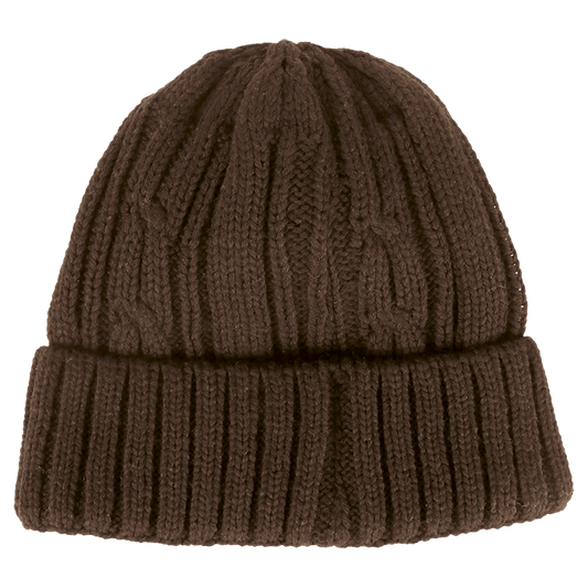 Cable Knit Beanie - Brown