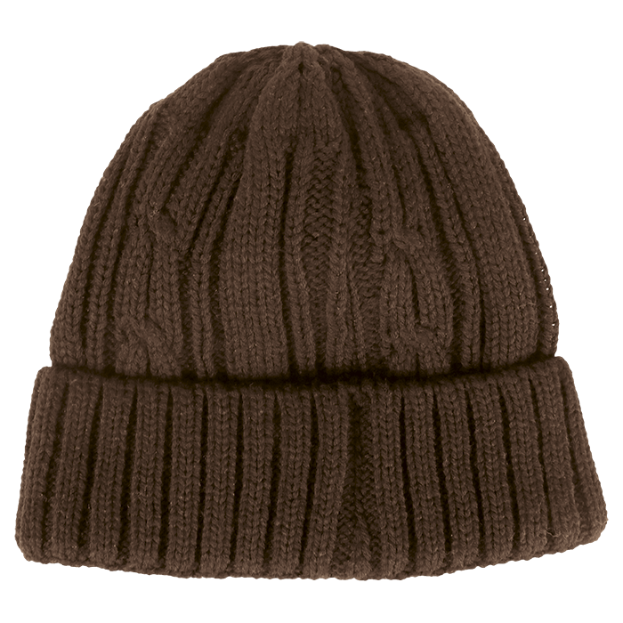 Cable Knit Beanie - Brown