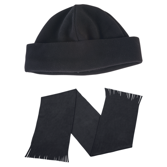 Glacier Scarf and Beanie Set - Black